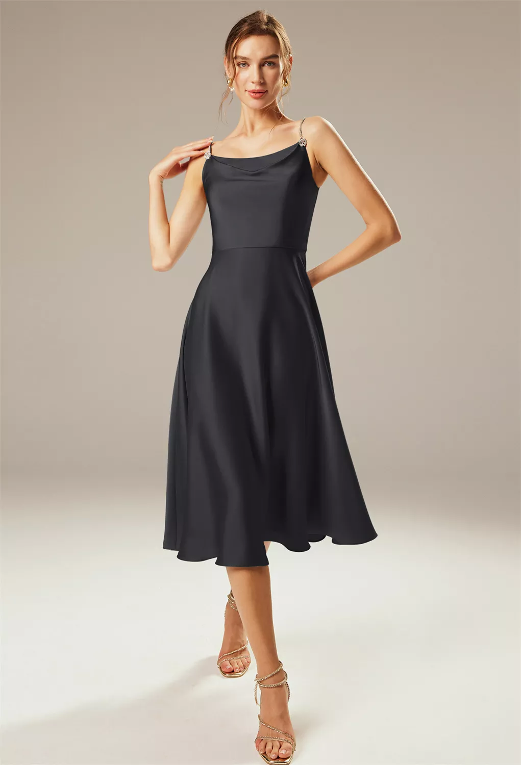 AW Marin Black Metallic  Spring Wedding Guest Dresses